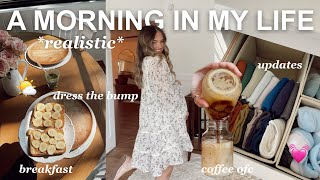 A *realistic* MORNING IN MY LIFE: breakfast + coffee, grwm, dress the bump!! 🌤💓