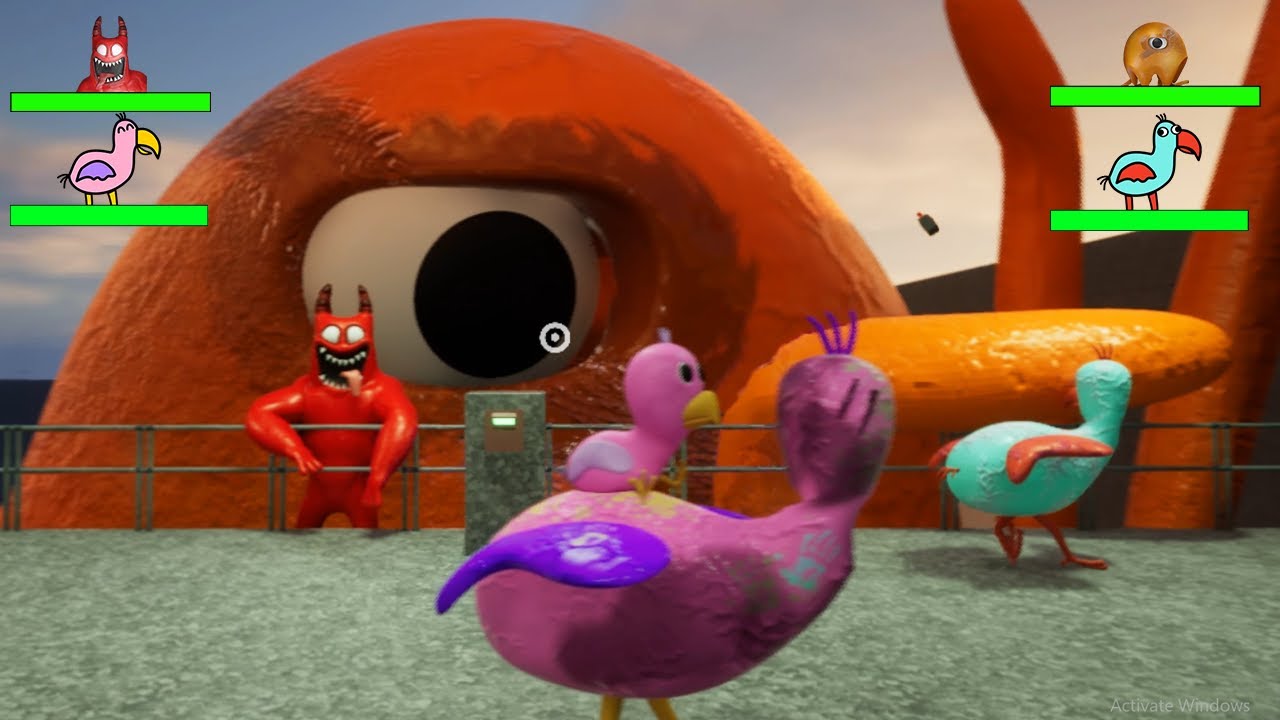 Garten Of BanBan 0-4 All Chase Scenes With HEALTHBARS From Every Game