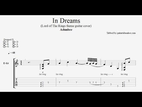 guitar sheet music, in dreams electric guitar tab, in dreams tab, lord of t...