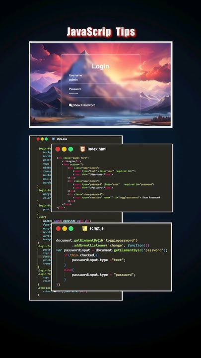 How to Show Hide Password Using JavaScript #coding #shorts #html #css # ... image.