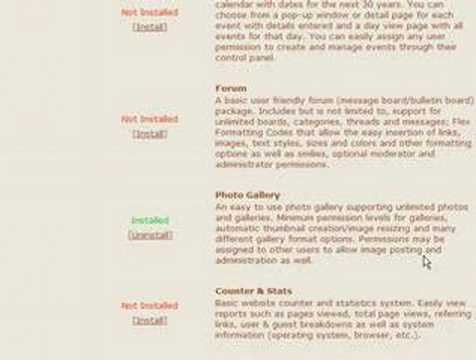 FlexCMS:  Installing/UnInstalling Modules