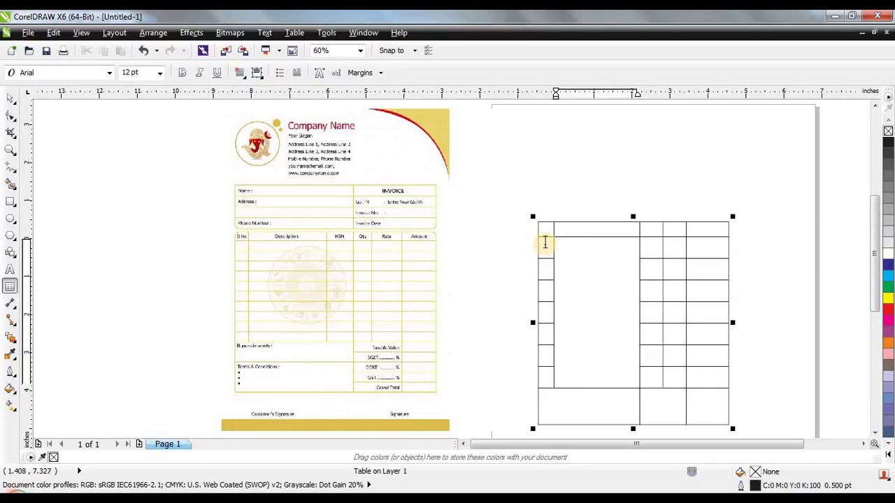 Corel Draw Tutorial # Full Use Of Table Tools