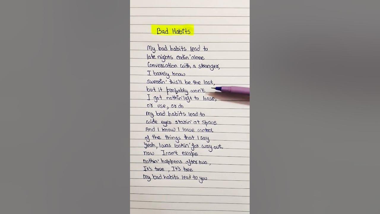 Ed Sheeran  - Bad Habits (Lyrics Challange)