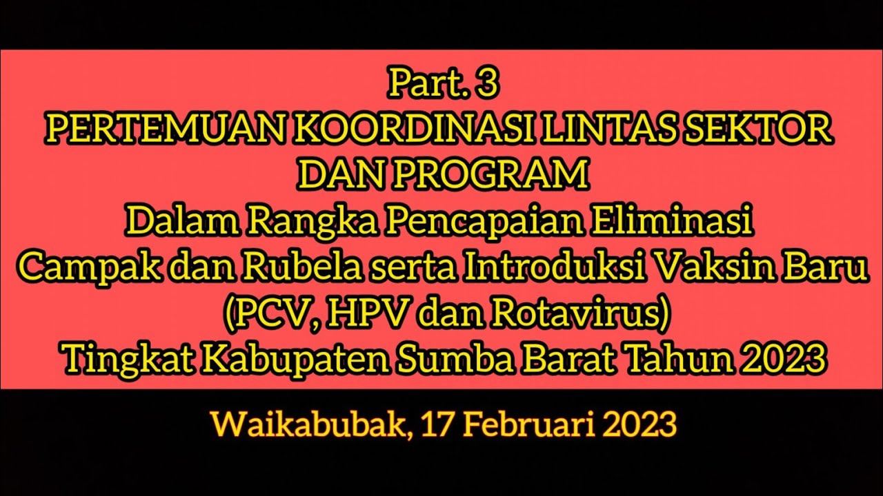 🔴 live! Part.3 PERTEMUAN KOORDINASI LINTAS SEKTOR DAN PROGRAM - YouTube