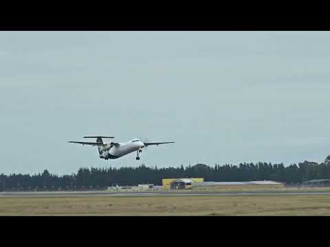 Air New Zealand De Havilland Canada Dash 8-300 Takeoff Christchurch Airport