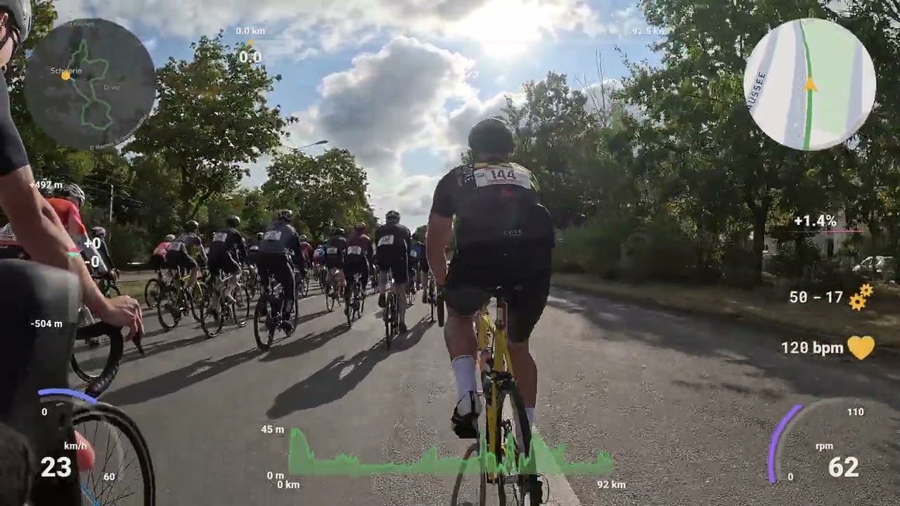 Schweriner Jedermann-Radrennen 2024: 91 km im Gegenwind (Full Race mit Telemetrie)