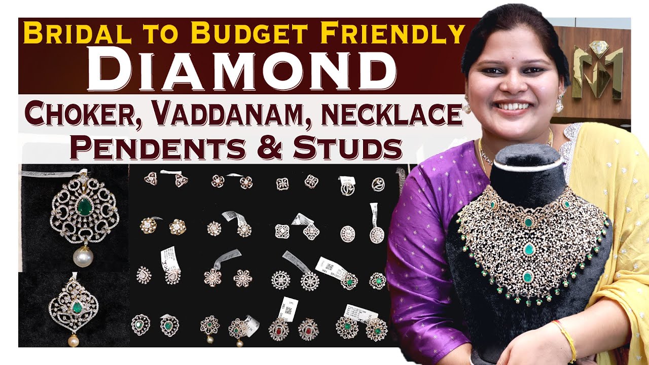 bridal diamond jewellery with price choker vaddanam diamond Studs