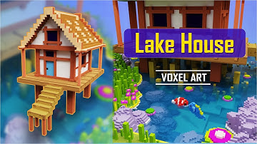 Voxel art - Lake house | Magicavoxel timelapse