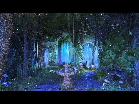 Enchanted Forest Night Ambience 10 hours ✨🌲 Mystical atmosphere, nature sounds & occasional rain.