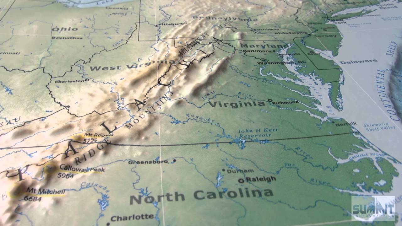 Geophysical Raised Relief Map of the Contiguous United States - YouTube