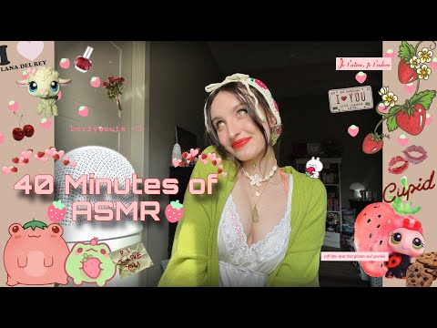 40 Minutes of Unpredictable ASMR ( Feel Good Vibes 🍓) ( Long Nail Tapping, Mouth Sounds, Rambles )