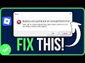 ROBLOX ENCOUNTERED AN UNEXPECTED ERROR MEMORY DUMP 2026 [FIXED]