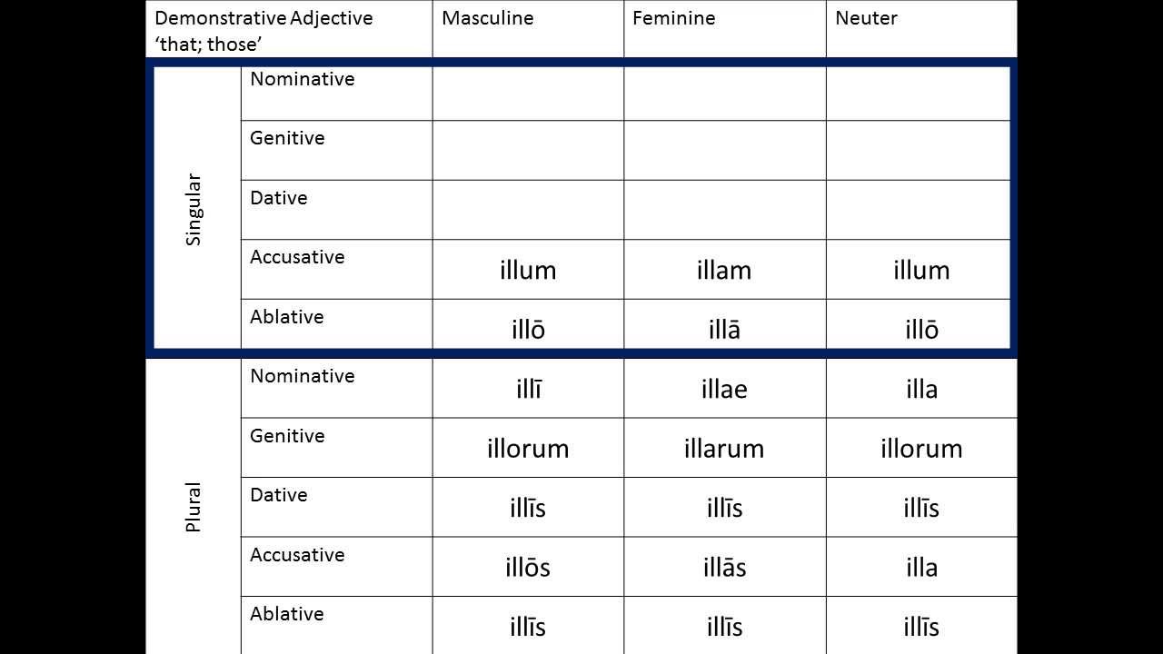 Demonstrative Pronouns & Advectives - ille, illa, illud - YouTube