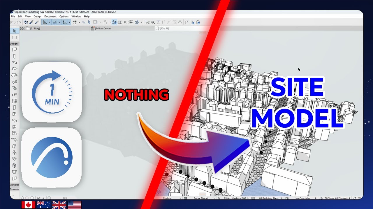 Archicad - Import a 3D DXF Terrain and Buildings from TopoExport