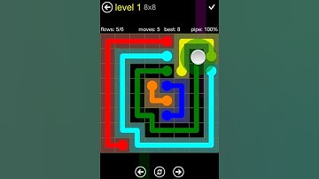 Flow Free Regular Pack 8X8 walkthrough level 1