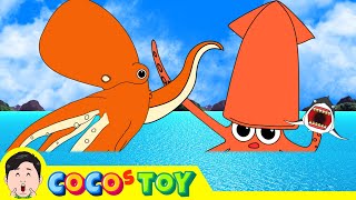 If a giant octopus and a giant squid fight, who will win?ㅣsea animals for kidsㅣCoCosToy