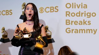 Olivia Rodrigo drops and breaks one of her 3 Grammy awards #kreepa #shorts #ohno