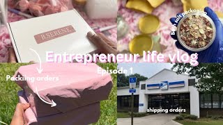 ENTREPRENEUR LIFE VLOG Ep.1 | PACKING + SHIPPING ORDERS | BATH SALT PACKAGING