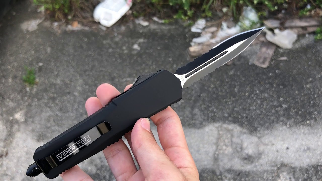 Ghost Half Serrated D/A Automatic OTF Knife