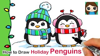 How to Draw Holiday Penguins | Christmas Series #7