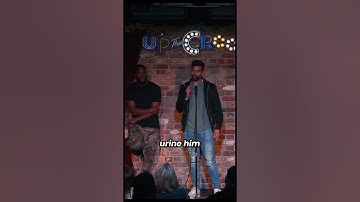 Asking audience member to come up and tell a joke. This guy (Amit Lakhani) smashed it.