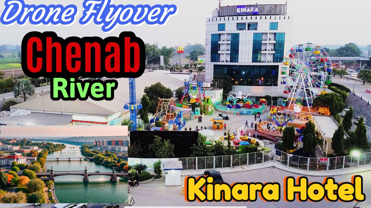 4K Drone Flyover Chenab River, Akbar Kinara Hotel Wazirabad Amusement