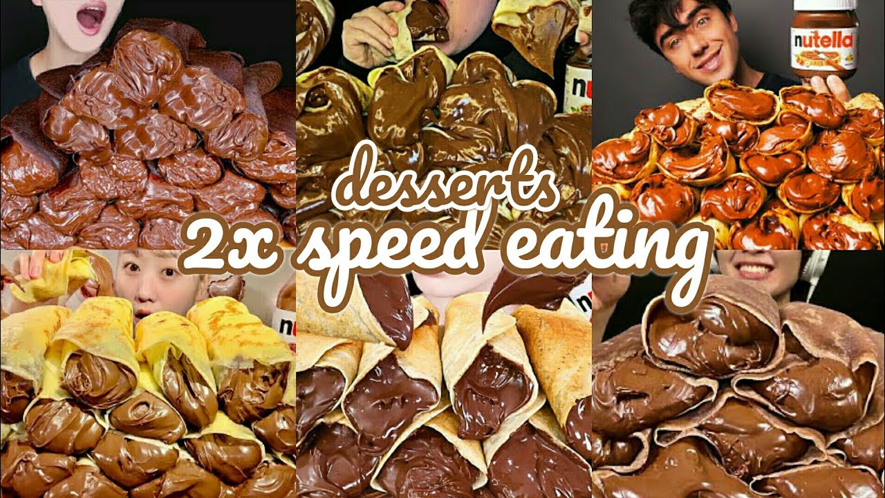 BEST NUTELLA CHOCOLATE CREPE ROLL MUKBANG COMPILATION | 2x Speed Eating ASMR