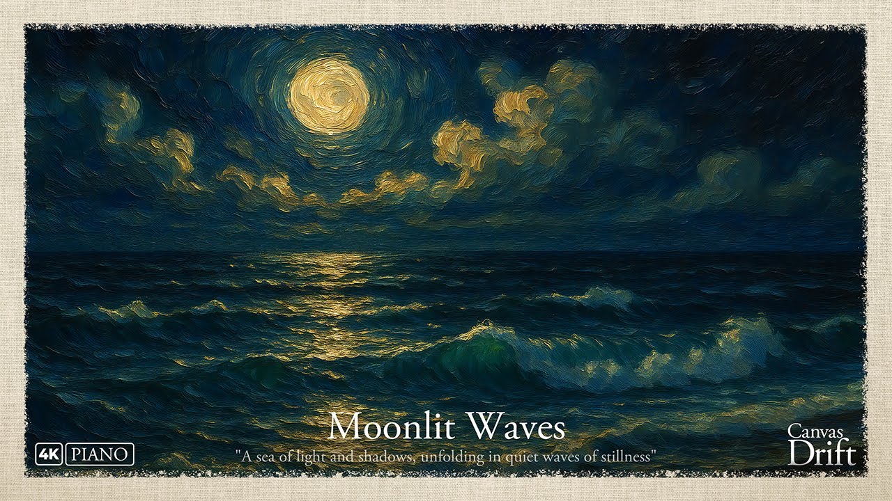 🌊 Moonlit Waves 4K | Relaxing Piano Music & Ocean Ambience for Sleep, Focus & Calm