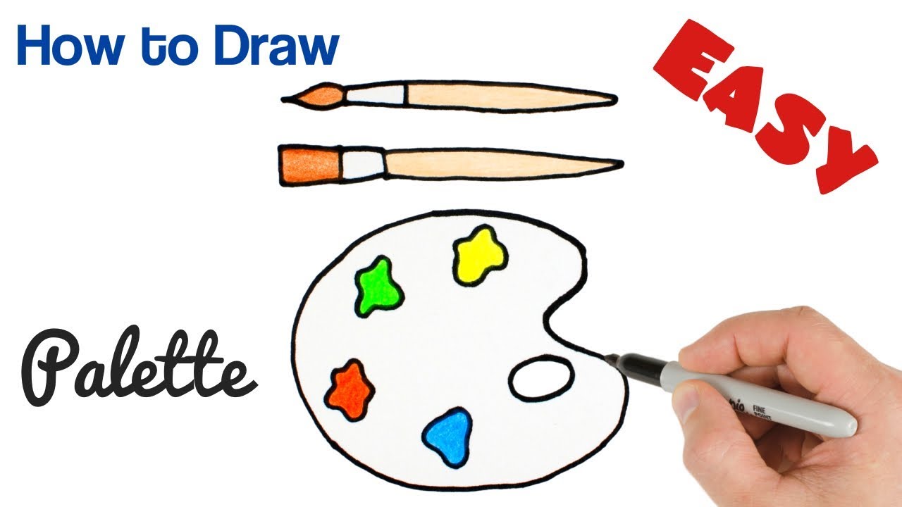 How To Draw A Paint Palette Step By Step