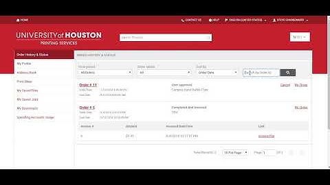 UH Online Print Order Status and Re Order