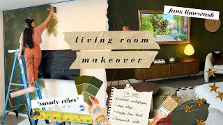 moody living room makeover *my anthropologie dream come true!!* | diy faux limewash paint