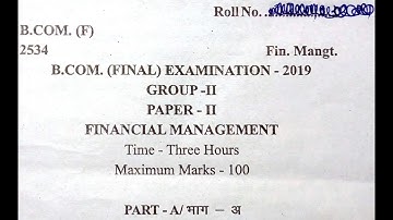 B.COM (Financial Management) PAPER 2019