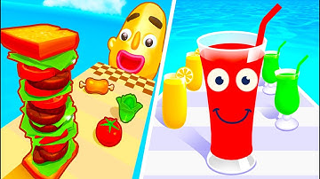 Sandwich Runner Vs Juice Run 🥤🥗🍔 Walkthrough All New Max Update Mobile Tiktok Gameplay WE8459