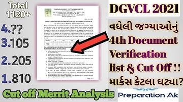 Dgvcl 4th Document Verification List & Cut off of Vidhyut Sahayak is declared #jrassistant