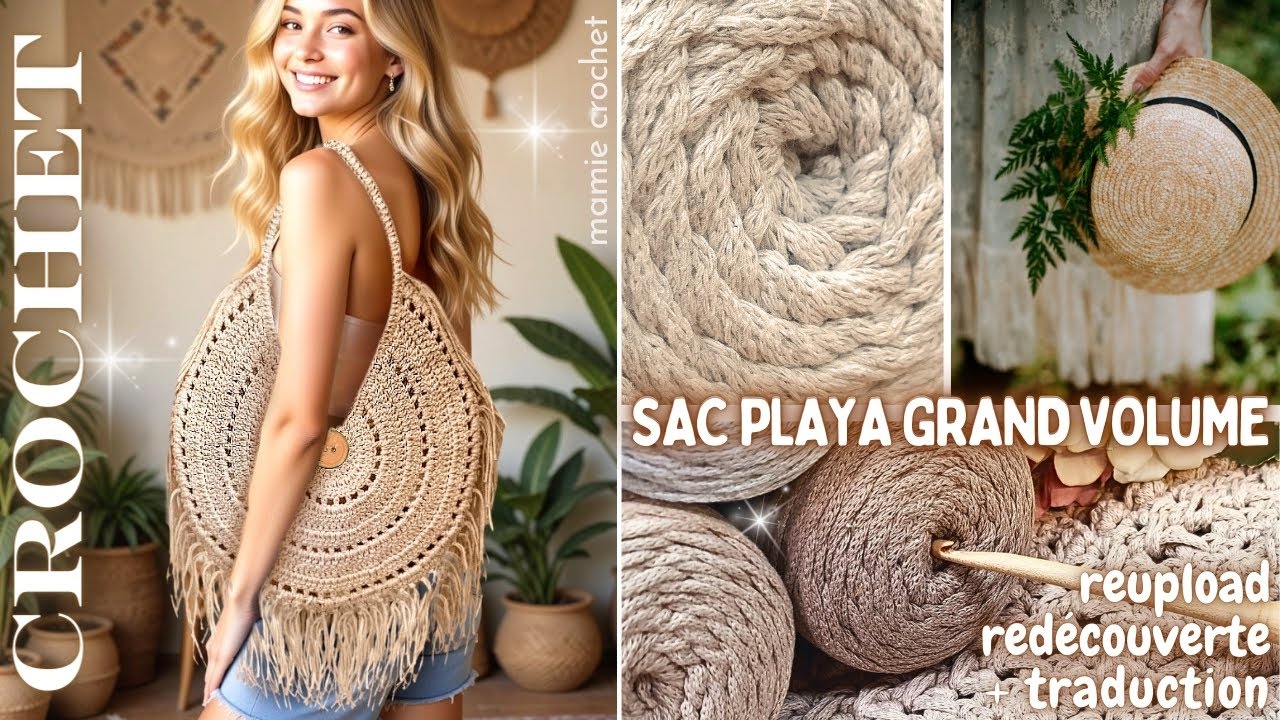 🛍️💖 GRAND SAC AU CROCHET TRES TENDANCE POUR DEBUTANTES 💖🛍️ REDECOUVERTE + TRANSLATION @MamieCrochet
