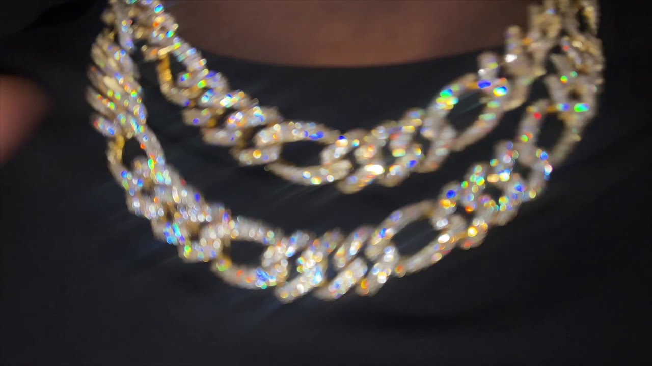19mm Diamond Figaro Chain 18k Gold