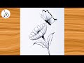 How to draw a Butterfly on Flower 🌹🌹||Simple Pencil Sketch||Easy Drawing ideas for Beginners 