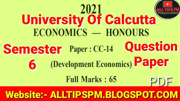University of Calcutta🛑 BA/B.SC Economics 6 Semester CC-14 Question Paper 2021/ALL TIPS PM