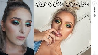 Aqua Cut Crease with a pop of yellow | ByBrokelle Recreation