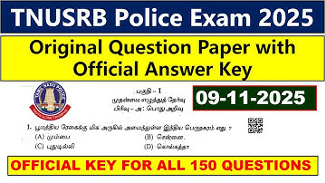 TNUSRB PC Exam 2025 Official Answer Key / All 150 questions