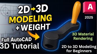 AutoCAD 3D Modeling from 2D Drawing | Material Assignment + Weight Calculation Guide