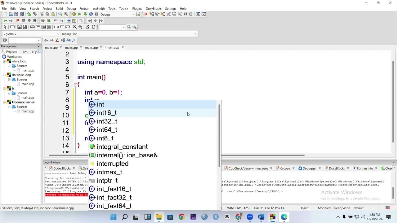 Programming in C++ : Fibonacci sequence - YouTube