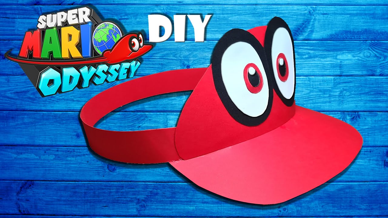 Super Mario Odyssey Mütze selber basteln aus Papier - paper mario