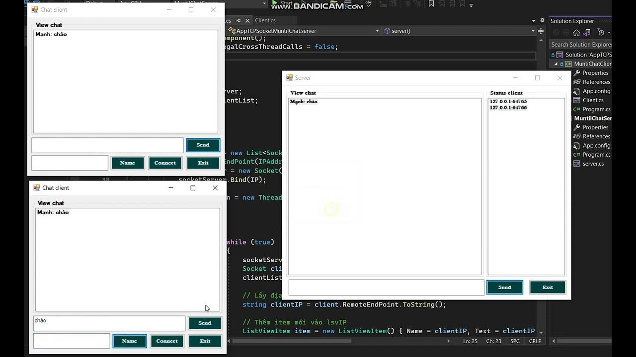 Chat nhóm tcp socket với C#, client server (munti chat) - YouTube