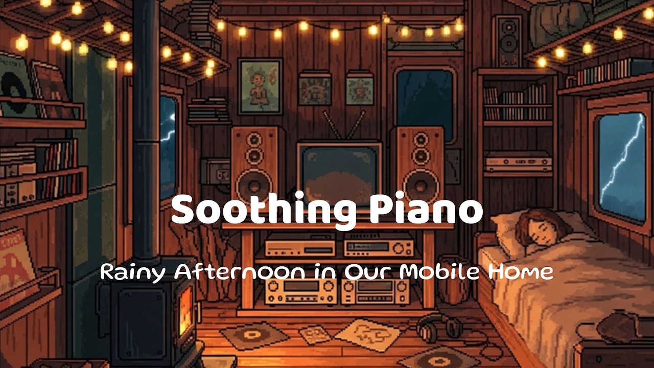 Rainy Afternoon in Our Mobile Home | Tiny House Cozy Vibes – Soothing Piano for Relax