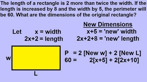 Algebra - Word Problems: Geometric Shape: Rectangles 2 of 2