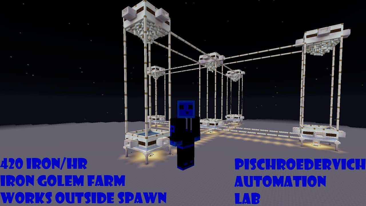 Minecraft 1.13 400 Iron per Hour Iron Golem Farm!!! - Pischroedervich Automation Lab
