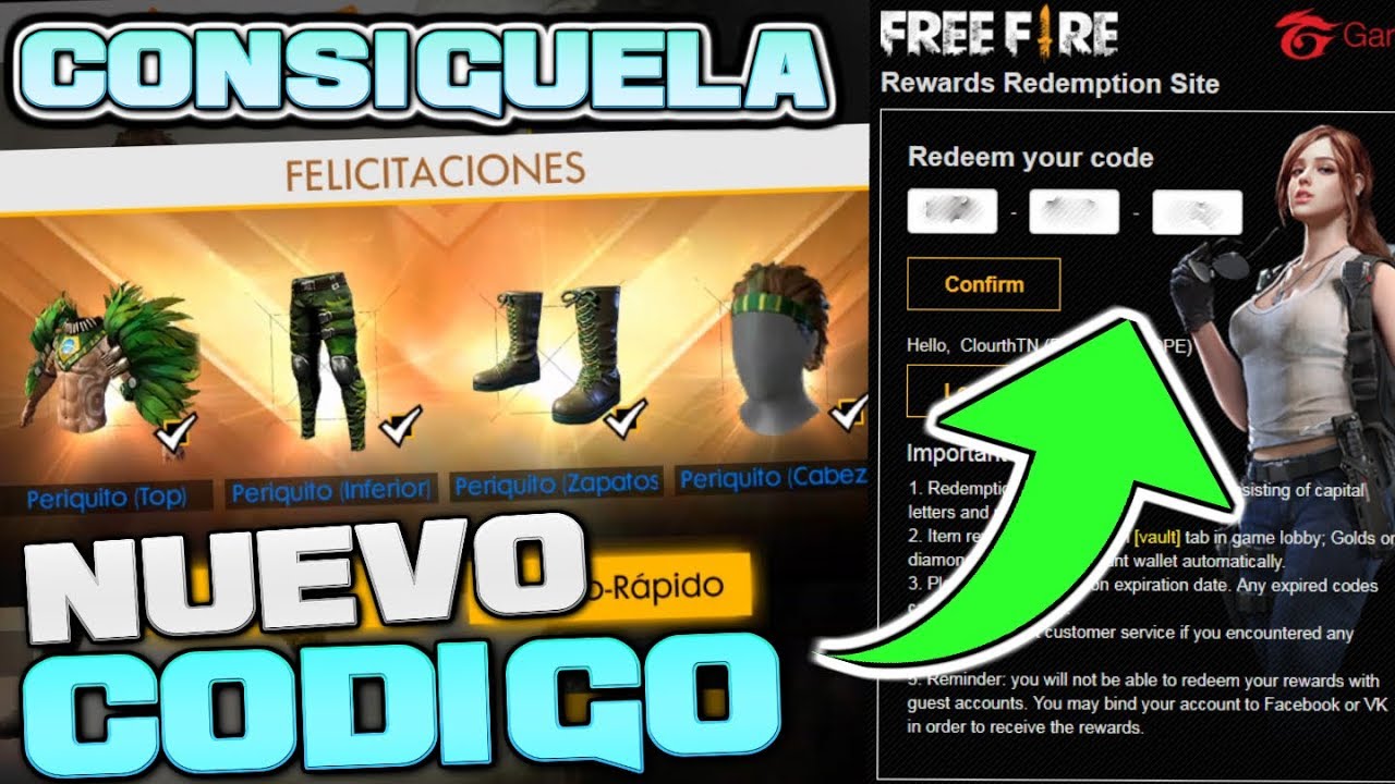 NUEVO CODIGO para CANJEAR REGALOS de FREE FIRE // CODIGO CARNAVAL