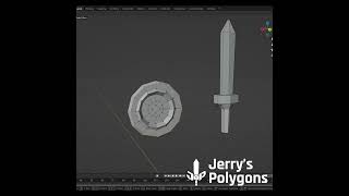 3D Character Weapon - Sword and Shield Modeling Using Blender