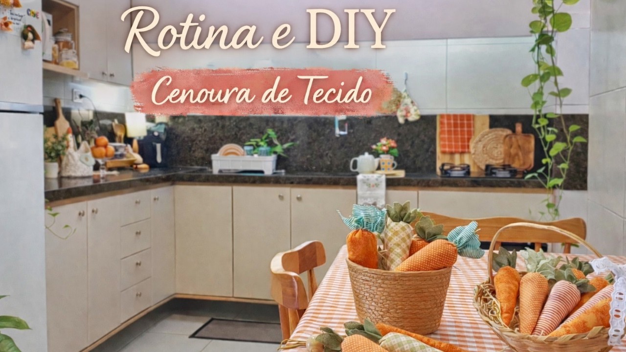 Rotina tranquila na casinha + DIY cenoura de tecido, café e plantas. Silent vlog